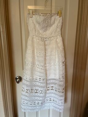 Endless Rose White Strapless Lace Midi Dress